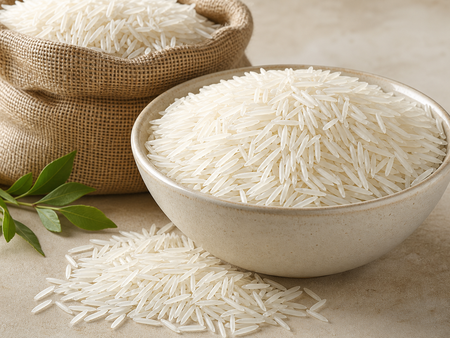 Extra-long white basmati rice grains prepared for wholesale supply