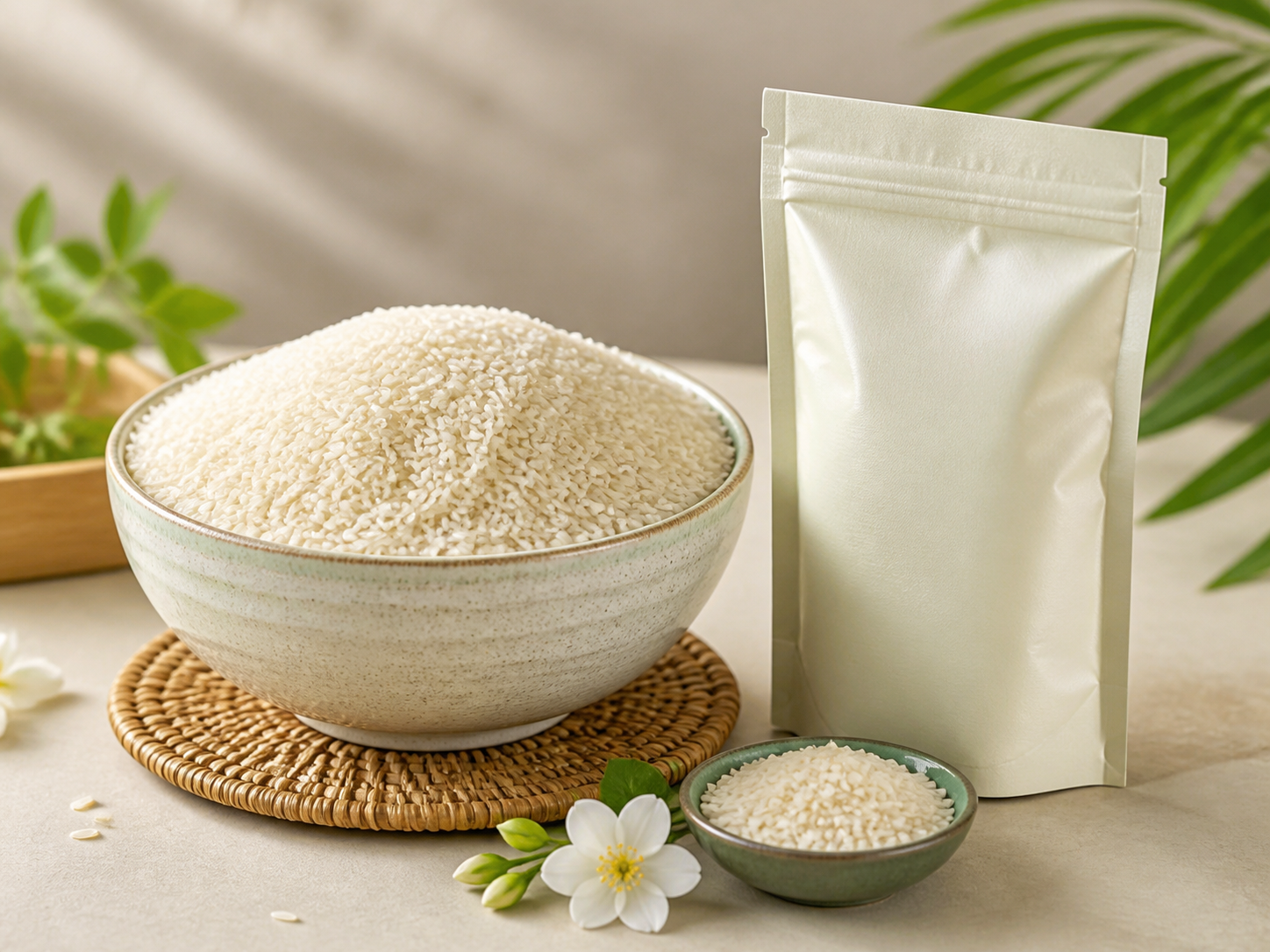 Premium jasmine rice grains with unbranded wholesale pouch