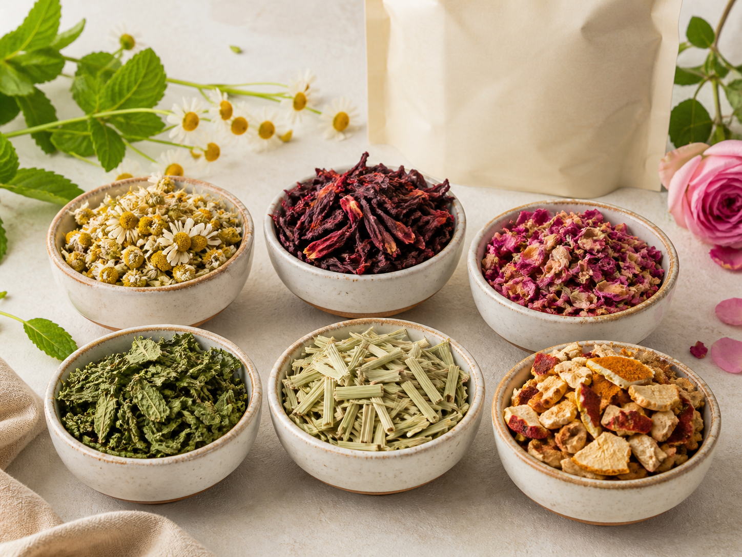 Herbal and specialty infusion bowls with botanicals